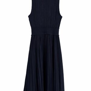 Nannette Navy Sleeveless Pleated Midi Dress